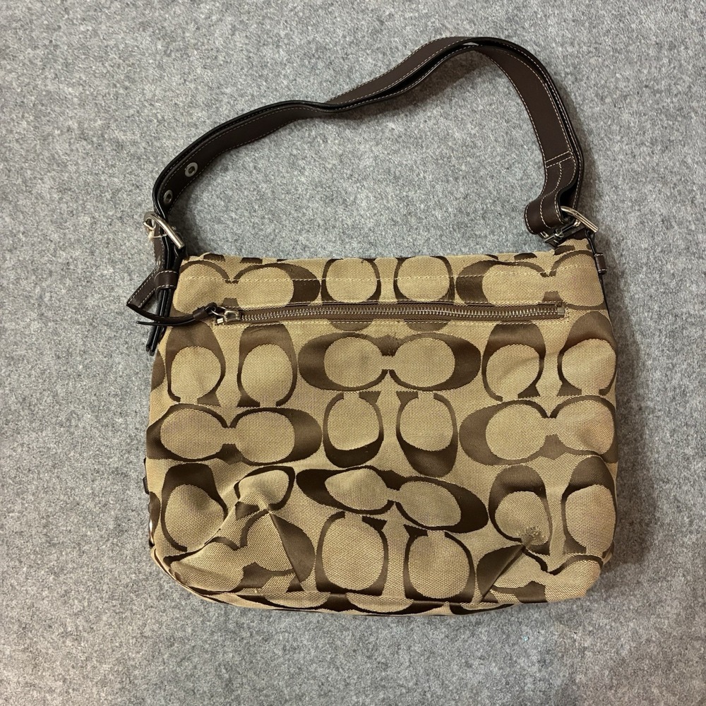Coach Signature Monogram Canvas and Leather Hobo Shoulder Bag F15067 Vintage